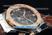 Hublot Classic Fusion Chronograph Swiss Valjoux 7750 Automatic Rose Gold Case with Grey Dial Stick Markers and Brown Genuine Leather Strap