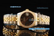 Rolex Datejust Automatic Movement ETA Coating Case with Diamond Bezel and Roman Numerals-Two Tone Strap