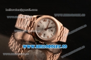 Rolex Day-Date Clone Rolex 3235 Automatic Rose Gold Case with Silver Dial Roman Numeral Markers and Rose Gold Bracelet (CF)