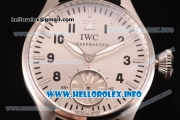 IWC Big Pilot "Markus Buhler" Asia 6497 Manual Winding Steel Case with White Dial Arabic Number Markers and Black Leather Strap (KW)