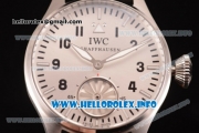 IWC Big Pilot "Markus Buhler" Asia 6497 Manual Winding Steel Case with White Dial Arabic Number Markers and Black Leather Strap (KW)