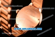 Cartier Rotonde De Miyota Quartz Rose Gold Case/Bracelet with Blue Dial and Diamonds Bezel