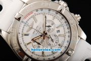 Breitling Chronomat B01 Chronograph Miyota Quartz Movement Steel Case with White Dial-White Rubber Strap