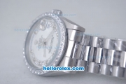 Rolex Day-Date Oyster Perpetual Automatic Diamond Bezel with White Dial-Big Calendar