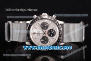 Rolex Daytona Vintage Edition Miyota Quartz Steel Case with Grey Nylon Strap Stick Markers and Silver Dial (GF)