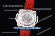 Hublot Masterpiece MP 08 Antikythera Sunmoon Asia 2813 Automatic Steel Case Skeleton Dial Red Leather Strap and White Markers
