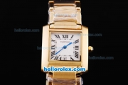 Cartier tank francaise with Full Gold and White Dial