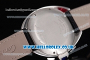 Cartier Cle de Cartier Chrono Japanese Miyota OS20 Quartz Steel Case with White Dial and Black Leather Strap