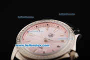 Tag Heuer Link 200 Meters Swiss Quartz Movement Full Steel with Pink Dial and Diamond Bezel-Lady Model