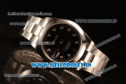 Rolex Datejust Oyster Perpetual Swiss ETA 2836 Automatic Steel Case Black Dial With Diamonds Markers Steel Bracelet (BP)