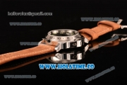 Panerai Luminor GMT PAM 029 A Asia Automatic Steel Case with Black Dial Stick/Arabic Numeral Markers and Brwon Leather Strap