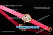 Cartier Ballon Bleu De Small Swiss Quartz Rose Gold Case with White Dial Black Roman Numeral Markers and Hot Pink Leather Strap