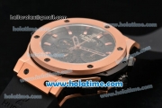 Hublot Big Bang Aero Bang Chrono Swiss Valjoux 7750 Automatic Rose Gold Case with Stick Markers and Skeleton Dial
