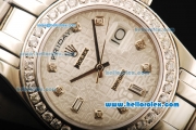 Rolex Day-Date Automatic Movement ETA Coating Case with White Dial and Diamond Markers/Bezel