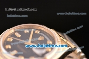 Rolex Day-Date Swiss ETA 2836 Automatic Full Yellow Gold with Diamond Bezel and Black Dial