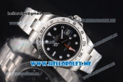 Rolex Explorer II Clone Rolex 3187 Automatic Stainless Steel Case/Bracelet with Black Dial and Dot Markers Steel Bezel (BP)