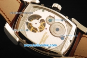 Parmigiani Kalpa XL Swiss Tourbillon Manual Winding Movement Steel Case with Brown Leather Strap