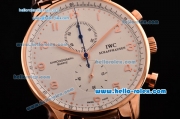 IWC Portuguese Chrono Miyota OS10 Quartz Rose Gold Case/Strap with White Dial and Arabic Numeral Markers