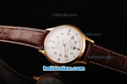 IWC Schaffhausen Mark XV Automatic Movement Rose Gold Case with White Dial and Black Numeral Marker-Brown Leather Strap