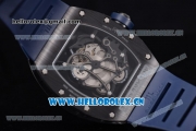 Richard Mille RM 055 Miyota 9015 Automatic PVD Case with Skeleton Dial Dot Markers and Blue Rubber Strap