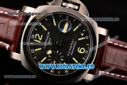 Panerai Firenze GMT PAM228 Automatic Movement Black Dial with Green Markers and Brown Leather Strap