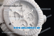 Hublot Big Bang Caviar Chronograph Miyota OS20 Quartz Ceramic Case with White Dial and White Rubber Strap Stick Markers