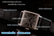 Franck Muller Master Square Swiss ETA 2824 Automatic Steel Case Diamond Bezel with Black Leather Strap and Diamond Dial