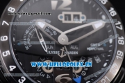 Ulysse Nardin Executive Dual Time & Big Date Asia ST25 Automatic PVD Case Black Dial White Markers and Black Rubber Strap