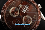 Tag Heuer Carrera Caliber 16 Automatic Movement 7750 Coating Case with Brown Bezel-Brown Dial and Black Rubber Strap