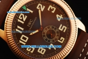 IWC Pilot's Watch Asia Manual Winding Movement Rose Gold Case with Brown Dial and Brown Leather Strap