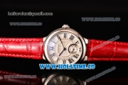 Cartier Ballon Bleu De Small Swiss Quartz Steel Case with White Dial Black Roman Numeral Markers and Red Leather Strap