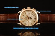 Omega Seamaster Automatic Rose Gold Case with Silver Dial and Brown Leather Strap