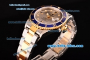 Rolex Submariner Asia 2813 Automatic Two Tone Case/Strap with Silver Dial Super LumiNova Markers and Blue Bezel - ETA Coating