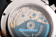 Ulysse Nardin Maxi Marine Swiss Valjoux 7750 Chronograph Movement Silver Case with White Dial and Black Bezel-Black Rubber Strap