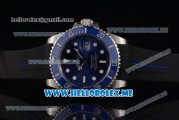 Rolex Submariner Swiss ETA 2836 Automatic Steel Case with Blue Dial and Blue Rubber Strap Dot Markers