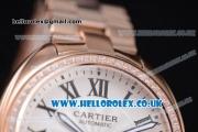 Cartier Cle de Cartier Asia ST16 Automatic Rose Gold Case with White Dial Two Tone Bracelet and Diamonds Bezel