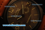 Panerai Radiomir Asia 6497 Manual Winding PVD Case with Brown Dial and Red Leather Strap