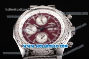 Breitling Bentley Motors Chrono Swiss Valjoux 7750 Automatic Steel Case/Bracelet with Red Dial and Silver Stick Markers (BP)