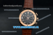 Hublot Classic Fusion ChronographSwiss Valjoux 7750 Automatic Rose Gold Case with Black Dial Stick Markers and Brown Genuine Leather Strap