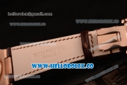 Patek Philippe Nautilus Miyota 9015 Automatic Rose Gold Case with White Dial and Brown Leather Strap