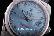 Rolex Day-date Automatic movement Bule Dail SS Case with Diamond Marking