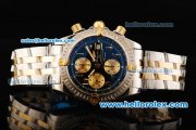 Breitling Chronomat Evolution Chronograph Swiss Valjoux 7750 Automatic Movement Steel Case with Gold Arabic Numerals and Two Tone Strap