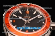 Omega Planet Ocean Clone 8500 Automatic Steel Case with Black Dial Orange Bezel and White Stick Markers (EF)