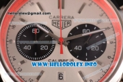 Tag Heuer Carrera Calibre 18 Chronograph Miyota Quartz Steel Case with White Dial Stick Markers and Red/Black Nylon Strap -Red Inner Bezel