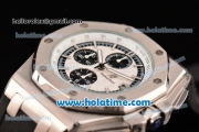 Audemars Piguet Royal Oak Offshore Chronograph Miyota OS10 Quartz Steel Case with White Dial Stick Markers and Black Rubber Strap