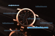Vacheron Constantin Automatic Rose Gold Case with Black Dial and Black Leather Strap