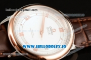 Omega De Ville Prestige Co-Axial Clone Omega Calibre 2500 Automatic Movement Rose Gold White Dial and Roman Numeral Markers Leather Strap (YF)