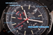 Breitling Chrono-Matic Swiss Valjoux 7750-DD Automatic PVD Case with Black Rubber Strap Black Dial and Stick Markers