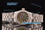 Rolex Datejust Lady 2813 Automatic Steel Case with Grey MOP Dial Diamond Bezel ETA Coating