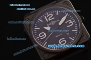 Bell&Ross BR03-92 4813 Automatic PVD Case with White Stick/Numeral Markers and Black Rubber Strap ETA Coating